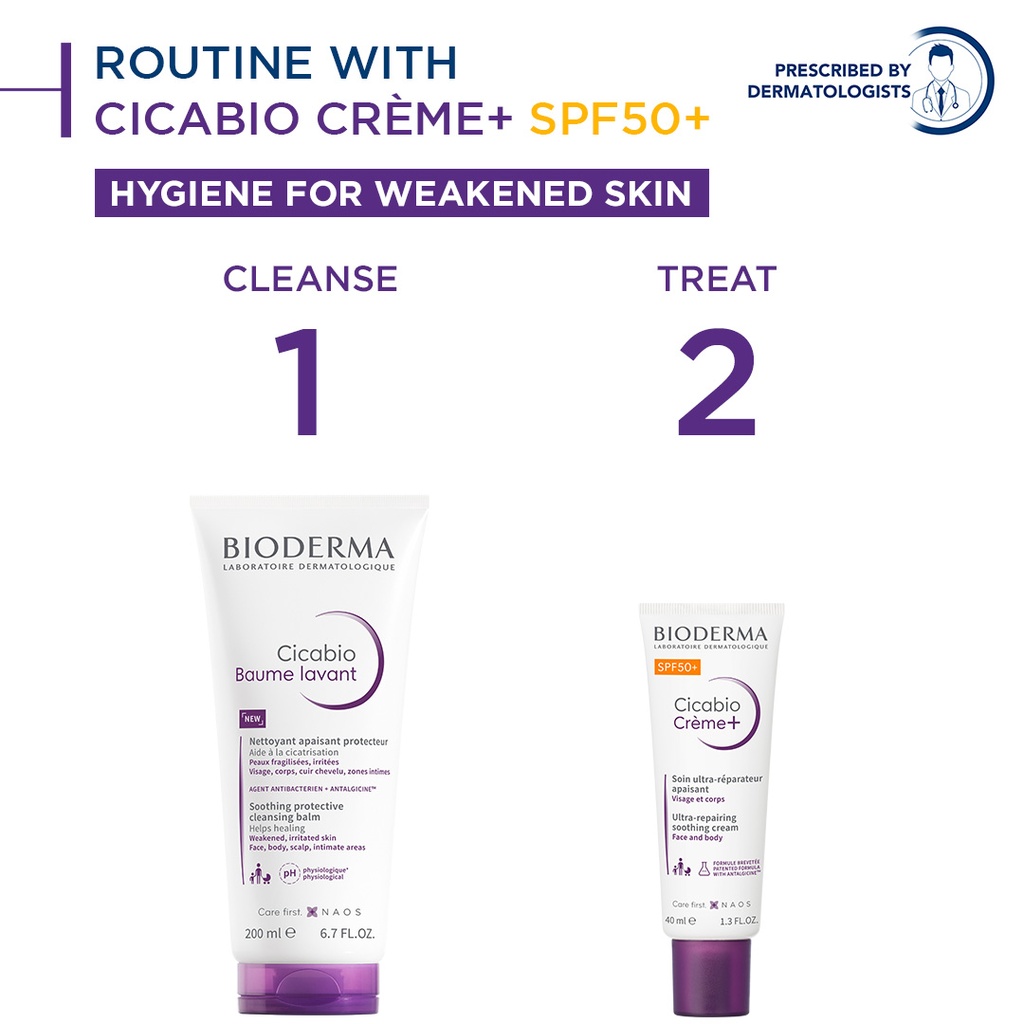 Bioderma Cicabio Crème + SPF 50+ Wound Healing, Repairing, Soothing Cream- 40 ML