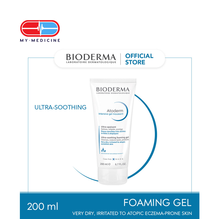 Bioderma Atoderm Intensive Gel Moussant Ultra-Nourishing Face & Body Cleansing Facial Foam (Very Dry, Sensitive Skin) - 200 ml
