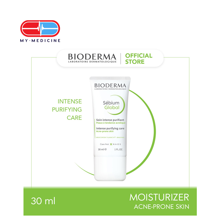 Bioderma Sebium Global Intense Purirying Acne Moisturizer Cream (Oily to Acne-Prone Skin) - 30 ml