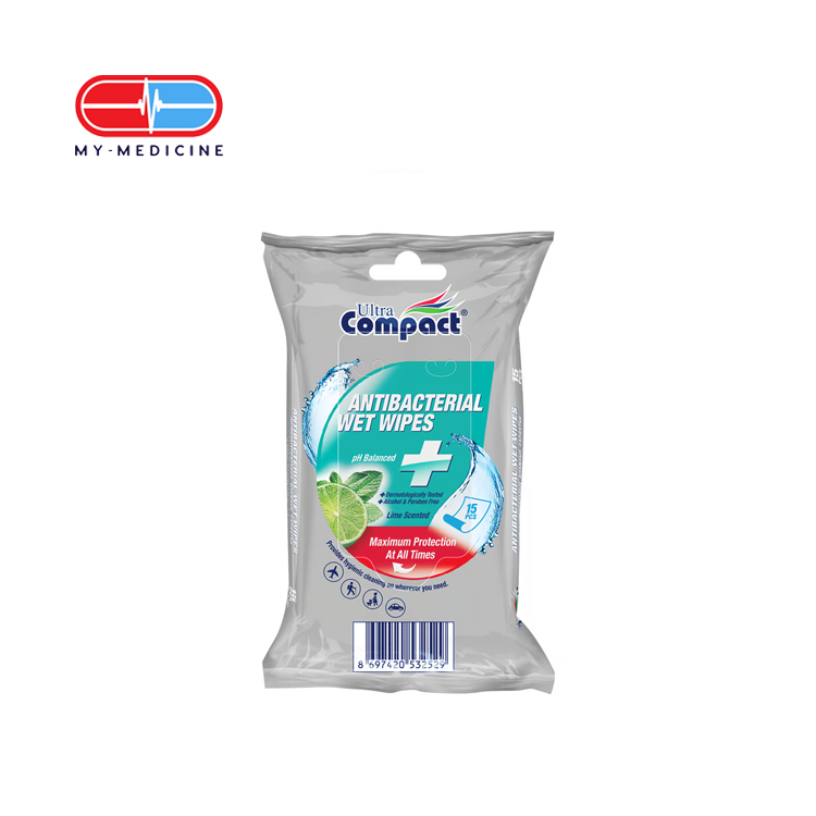 Ultra Compact Antibacterial Wet Wipes 15's