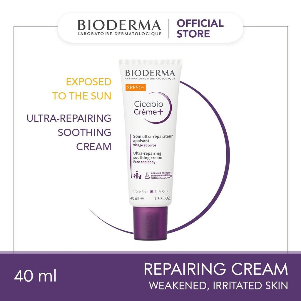 Bioderma Cicabio Crème + SPF 50+ Wound Healing, Repairing, Soothing Cream- 40 ML